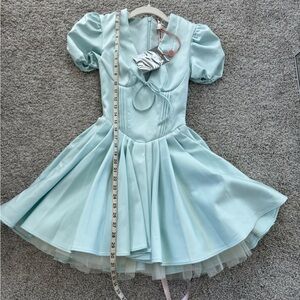 House of CB - IMANI blue satin pleated mini dress - size XS, regular cup - BNWT